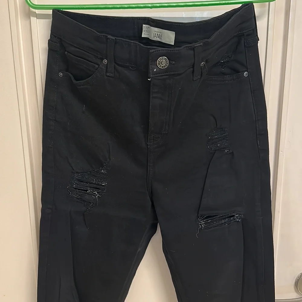 Topshop Moto Jamie Skinny , Ripped Black Jeans in W30/L32! NWOT - Picture 3 of 8